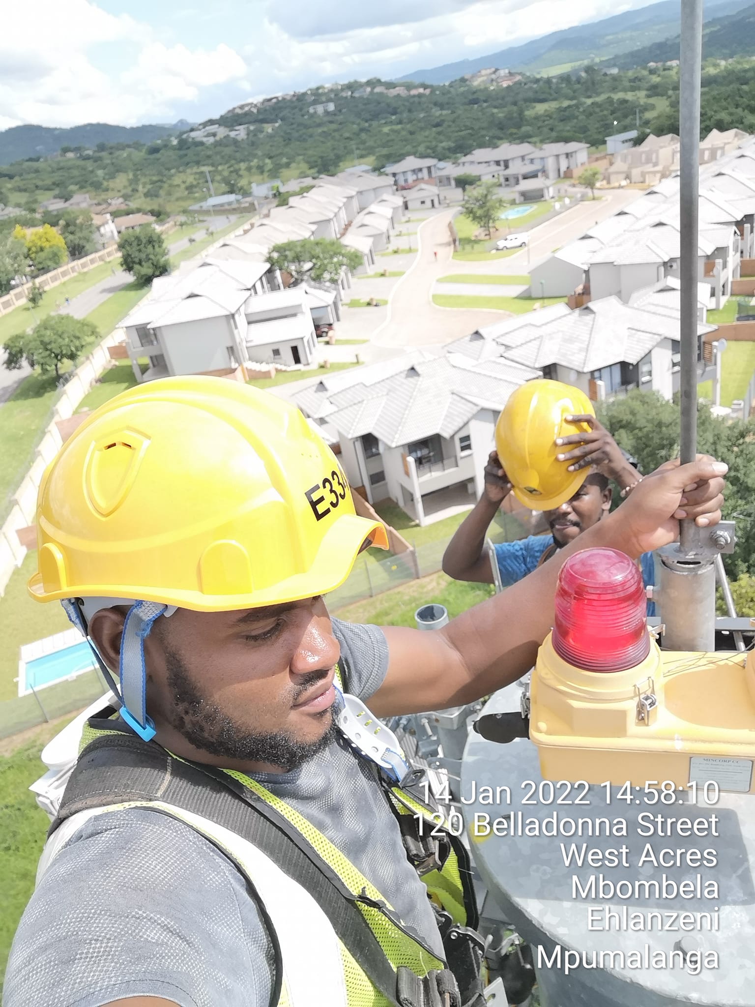 Technician preparing site for 5G upgrade